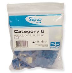 ICC IC107L6CBL - 25PK Cat6 Jack - Blue CAT6JKPK-BL - The Telecom Spot