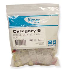 ICC IC107L6CWH - 25PK Cat6 Jack - White CAT6JKPK-WH - The Telecom Spot