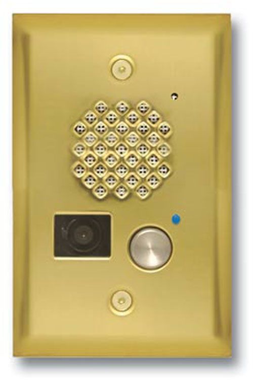 Viking Electronics Polished Brass Entry Phone with Color Video Camera Auto Disconnect Blue LED with Enhanced Weather Protection (EWP) E-50-PB-EWP - The Telecom Spot